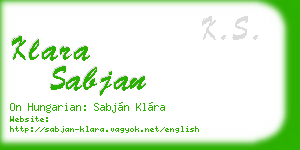 klara sabjan business card